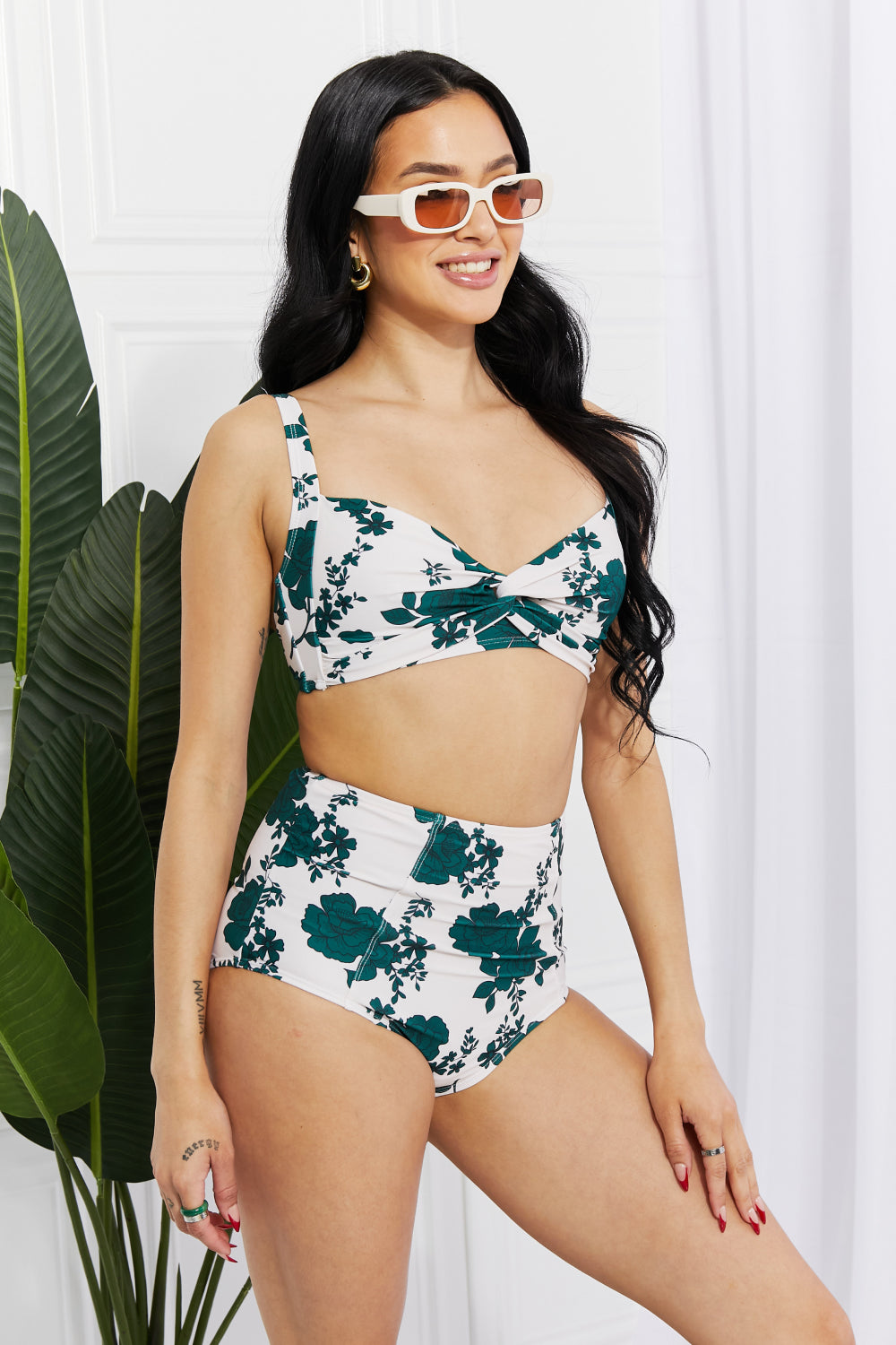 Marina West Swim Take A Dip Twist High-Rise Bikini in Forest-Teresa&#39;s Fashionista LLC