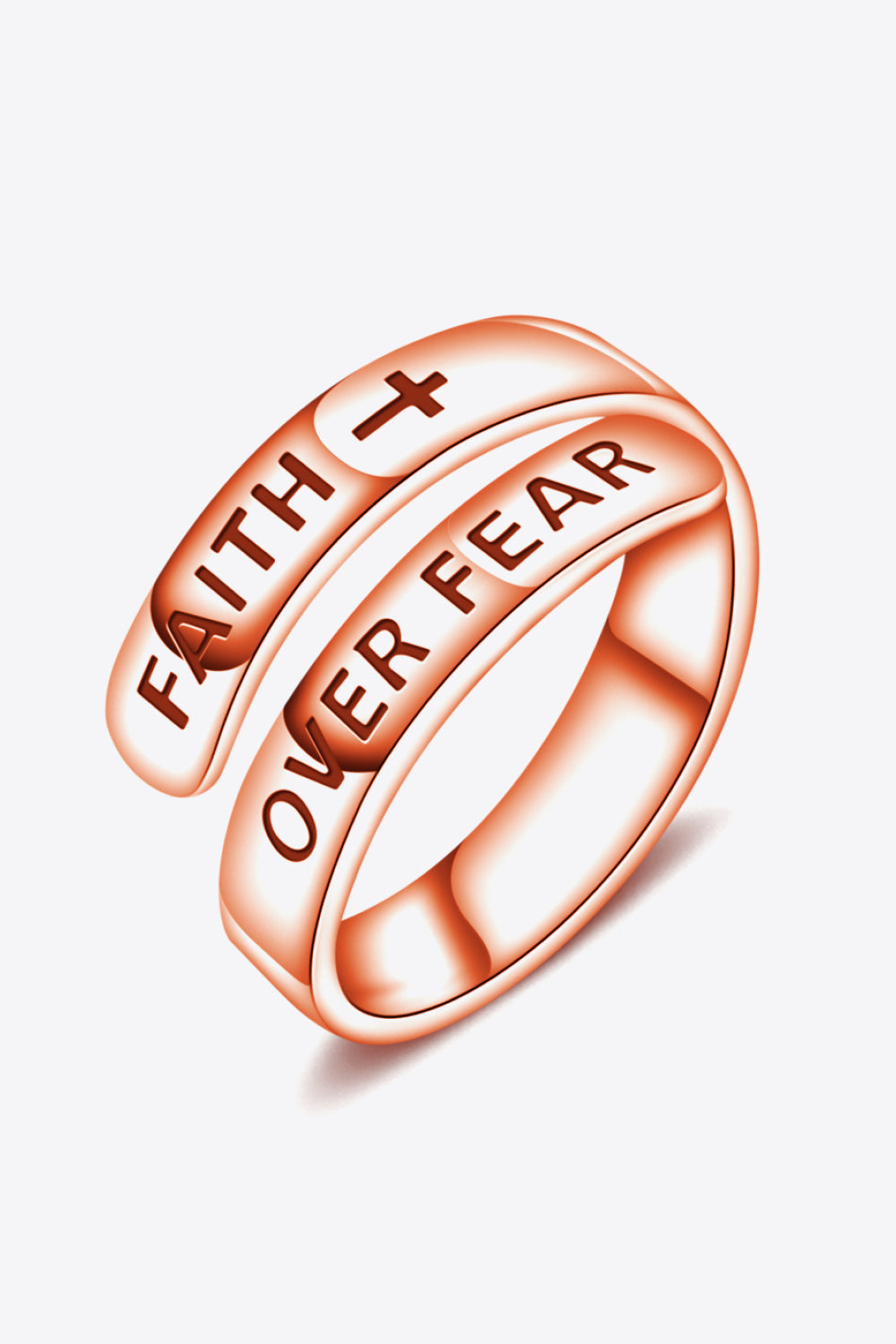 925 Sterling Silver FAITH OVER FEAR Bypass Ring-Teresa&#39;s Fashionista LLC