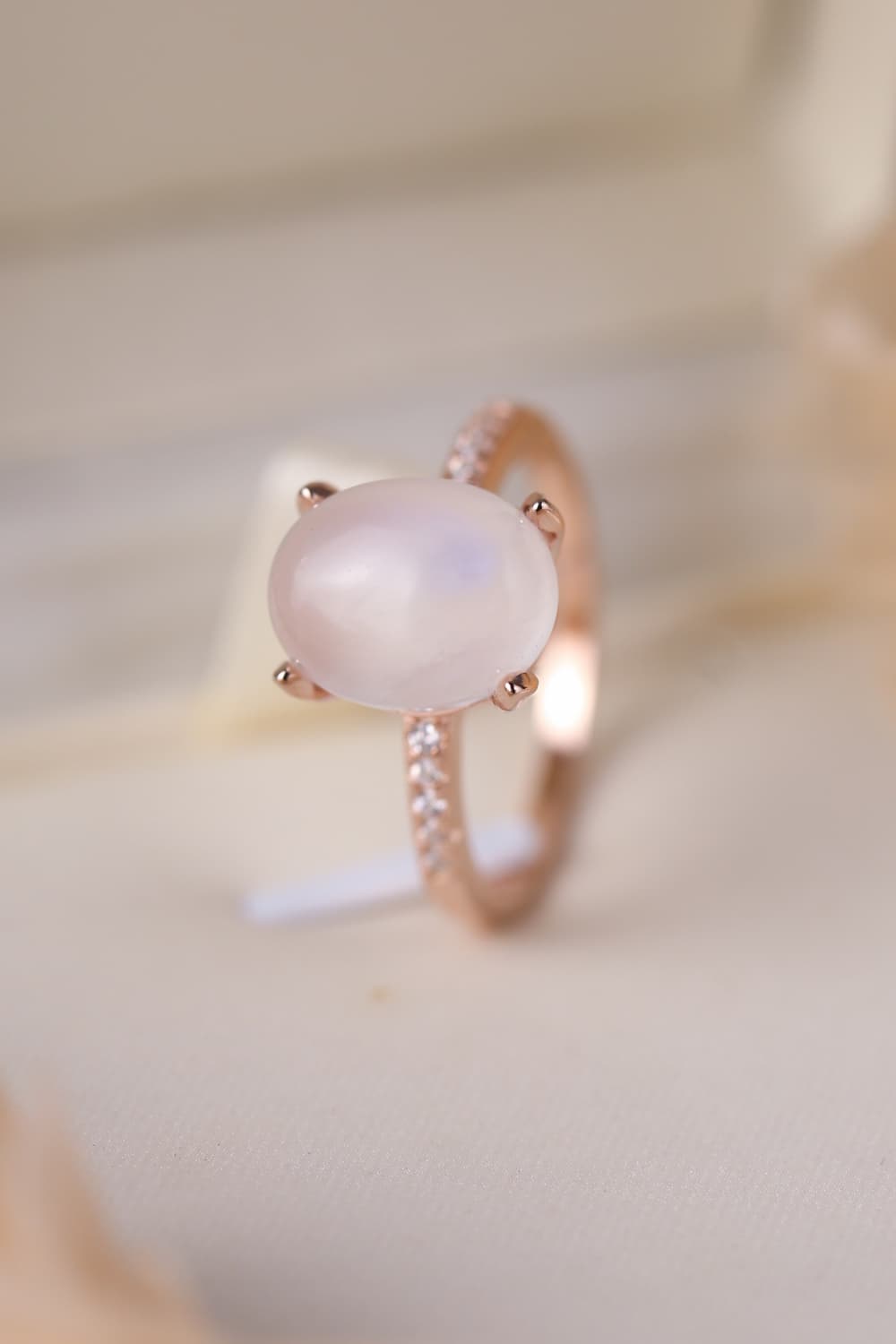 High Quality Natural Moonstone 925 Sterling Silver Side Stone Ring-Teresa&#39;s Fashionista LLC