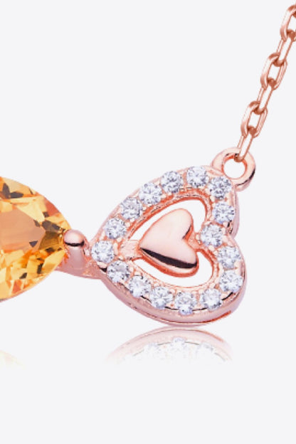 Citrine Heart 925 Sterling Silver Necklace-Teresa&#39;s Fashionista LLC