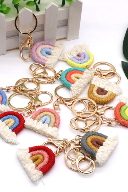 Assorted 4-Pack Rainbow Fringe Keychain-Teresa&#39;s Fashionista LLC