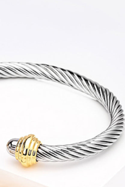 Stainless Steel Twisted Open Bracelet-Teresa&#39;s Fashionista LLC