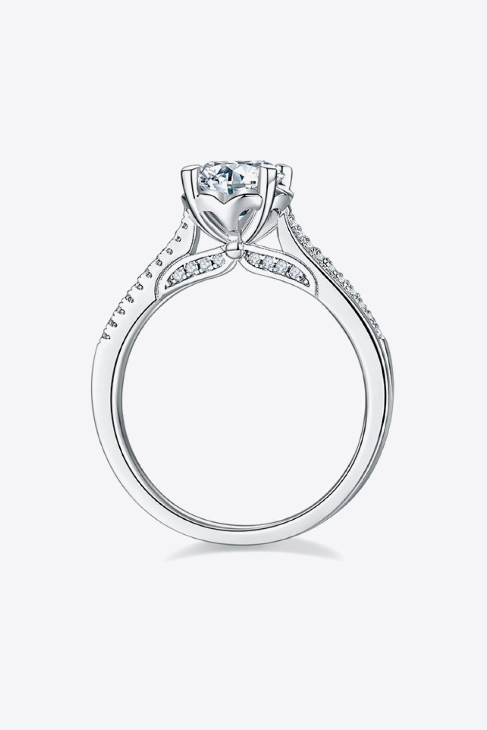 1 Carat Moissanite 925 Sterling Silver Side Stone Ring-Teresa&#39;s Fashionista LLC