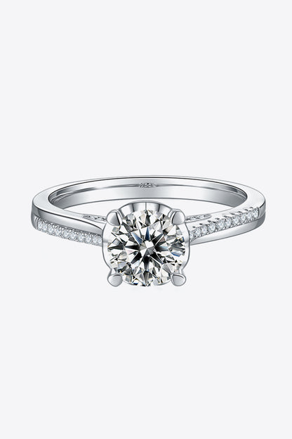 1 Carat Moissanite 925 Sterling Silver Side Stone Ring-Teresa&#39;s Fashionista LLC