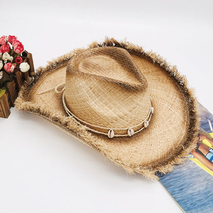 Raw Hem Wide Brim Raffia Hat-Teresa&#39;s Fashionista LLC