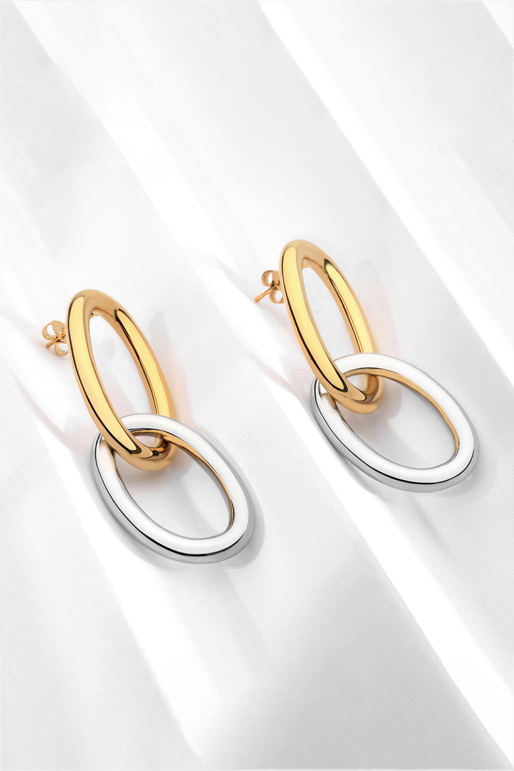 Two-Tone Double Hoop Earrings-Teresa&#39;s Fashionista LLC