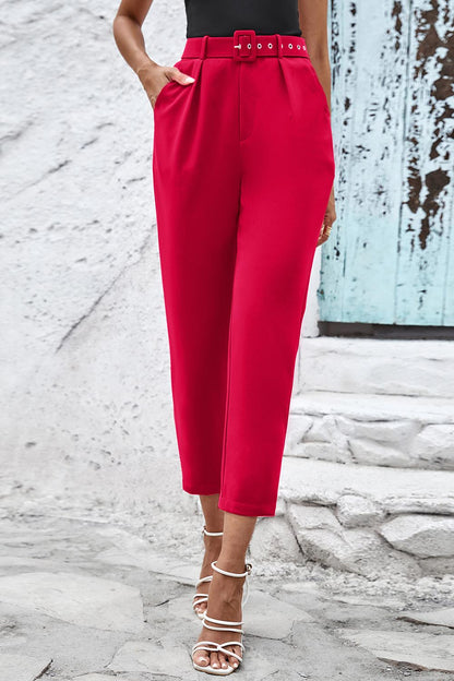 Straight Leg Cropped Pants with Pockets-Teresa&#39;s Fashionista LLC