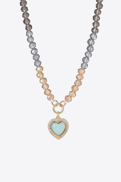 Heart Pendant Beaded Necklace-Teresa&#39;s Fashionista LLC