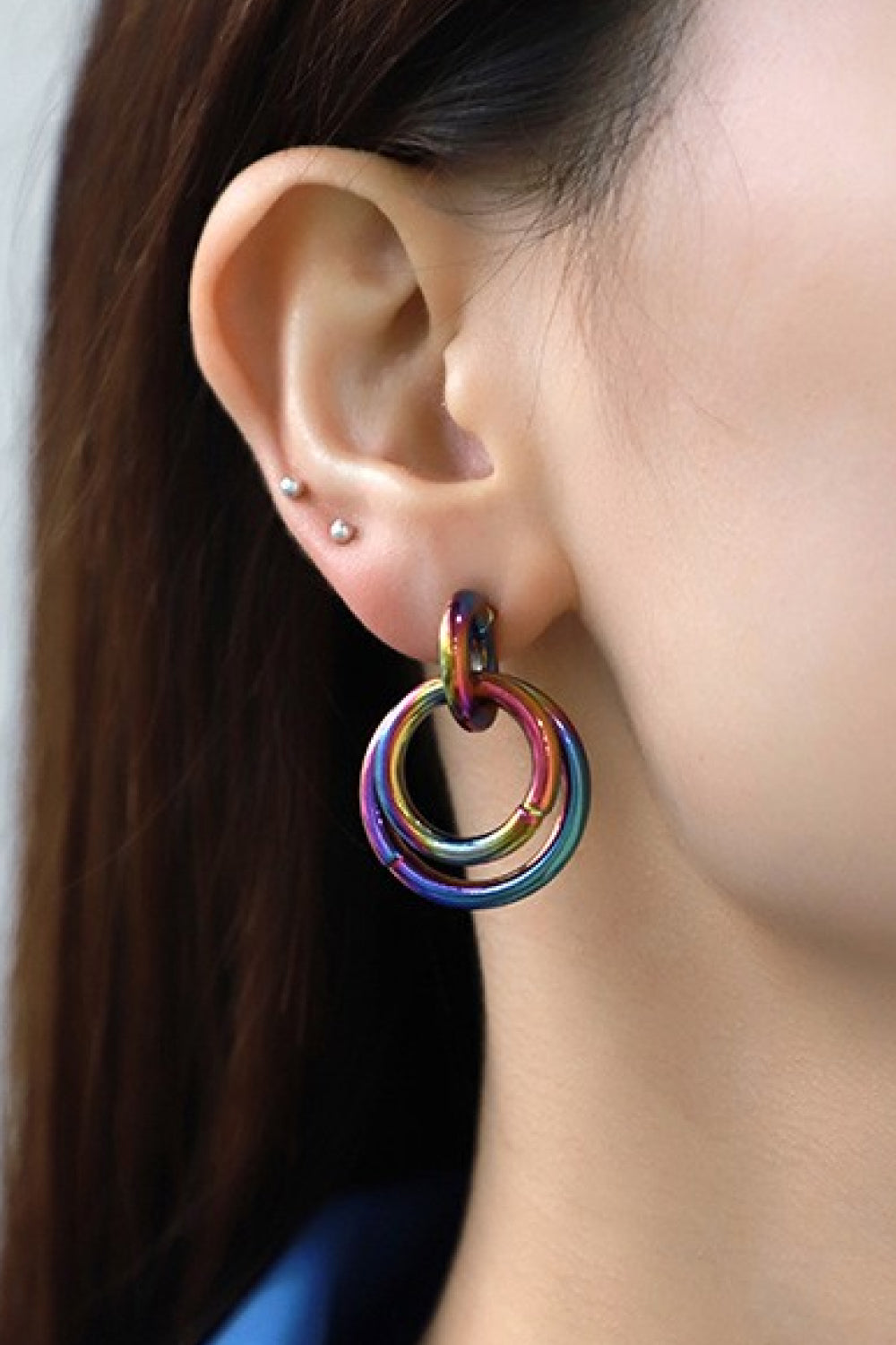 Multicolored Double Hoop Earrings-Teresa&#39;s Fashionista LLC