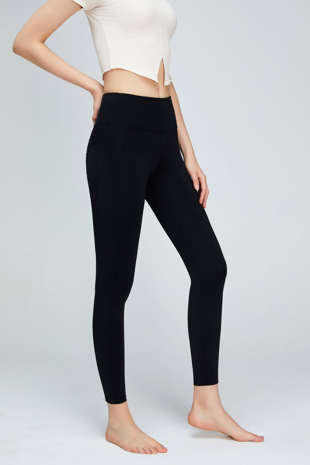 Seam Detail Wide Waistband Sports Leggings-Teresa&#39;s Fashionista LLC