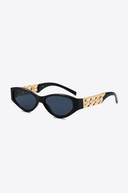 Chain Detail Temple Cat Eye Sunglasses-Teresa&#39;s Fashionista LLC