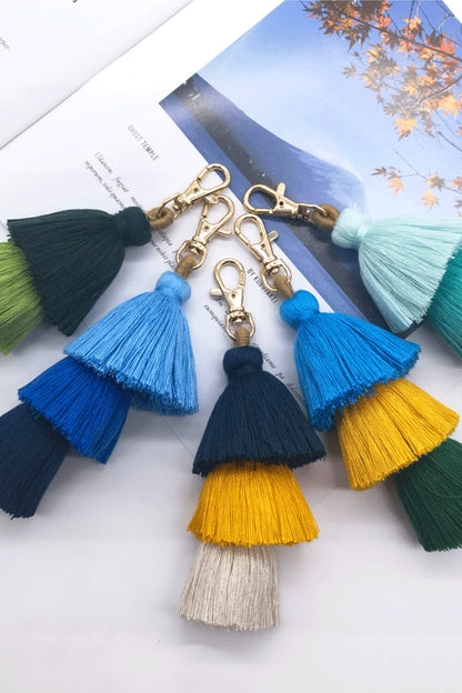 Assorted 4-Pack Multicolored Fringe Keychain-Teresa&#39;s Fashionista LLC