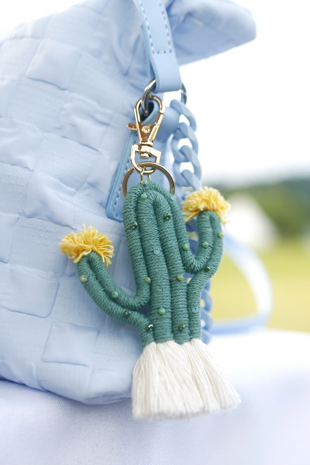 Bead Trim Cactus Keychain with Fringe-Teresa&#39;s Fashionista LLC