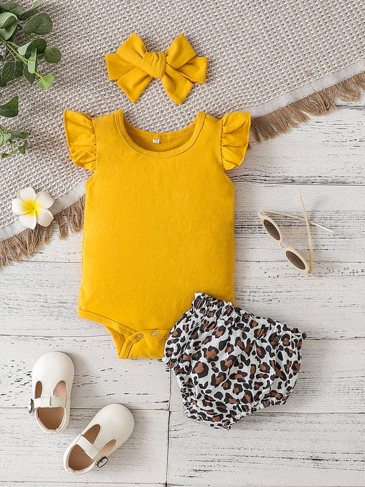 Round Neck Bodysuit and Leopard Bloomers Set-Teresa&#39;s Fashionista LLC