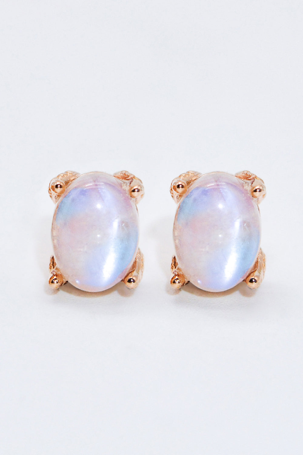 Natural Moonstone 4-Prong Stud Earrings-Teresa&#39;s Fashionista LLC