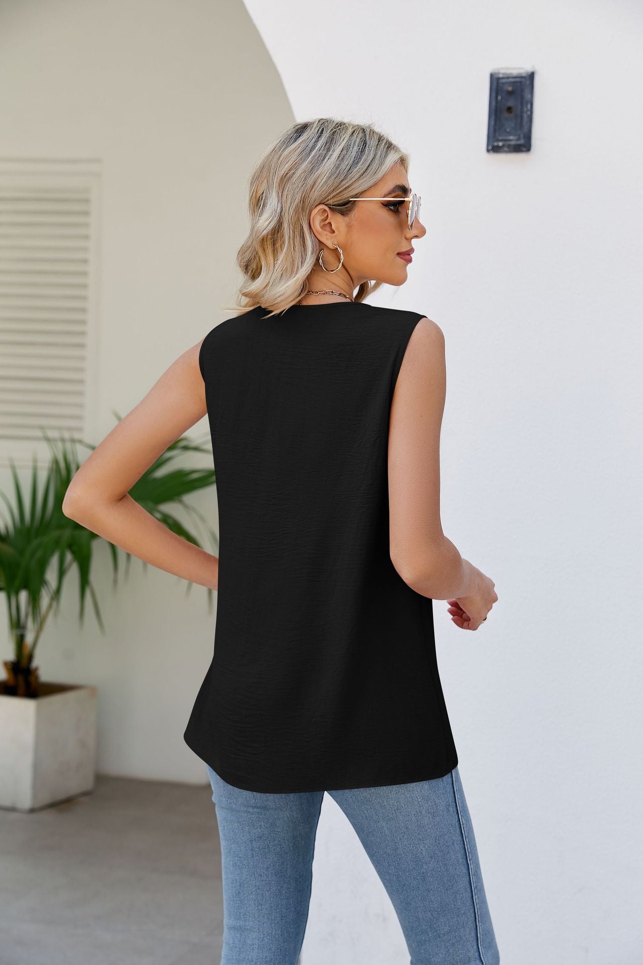 V-Neck Tunic Tank Top-Teresa&#39;s Fashionista LLC