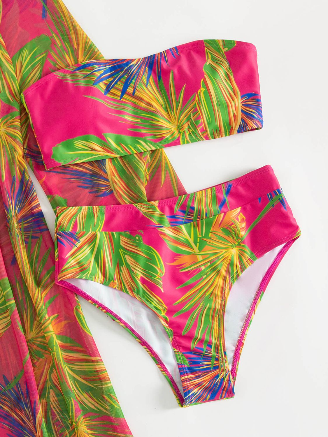 Botanical Print Tube Top, Swim Bottoms, and Cover Up Set-Teresa&#39;s Fashionista LLC