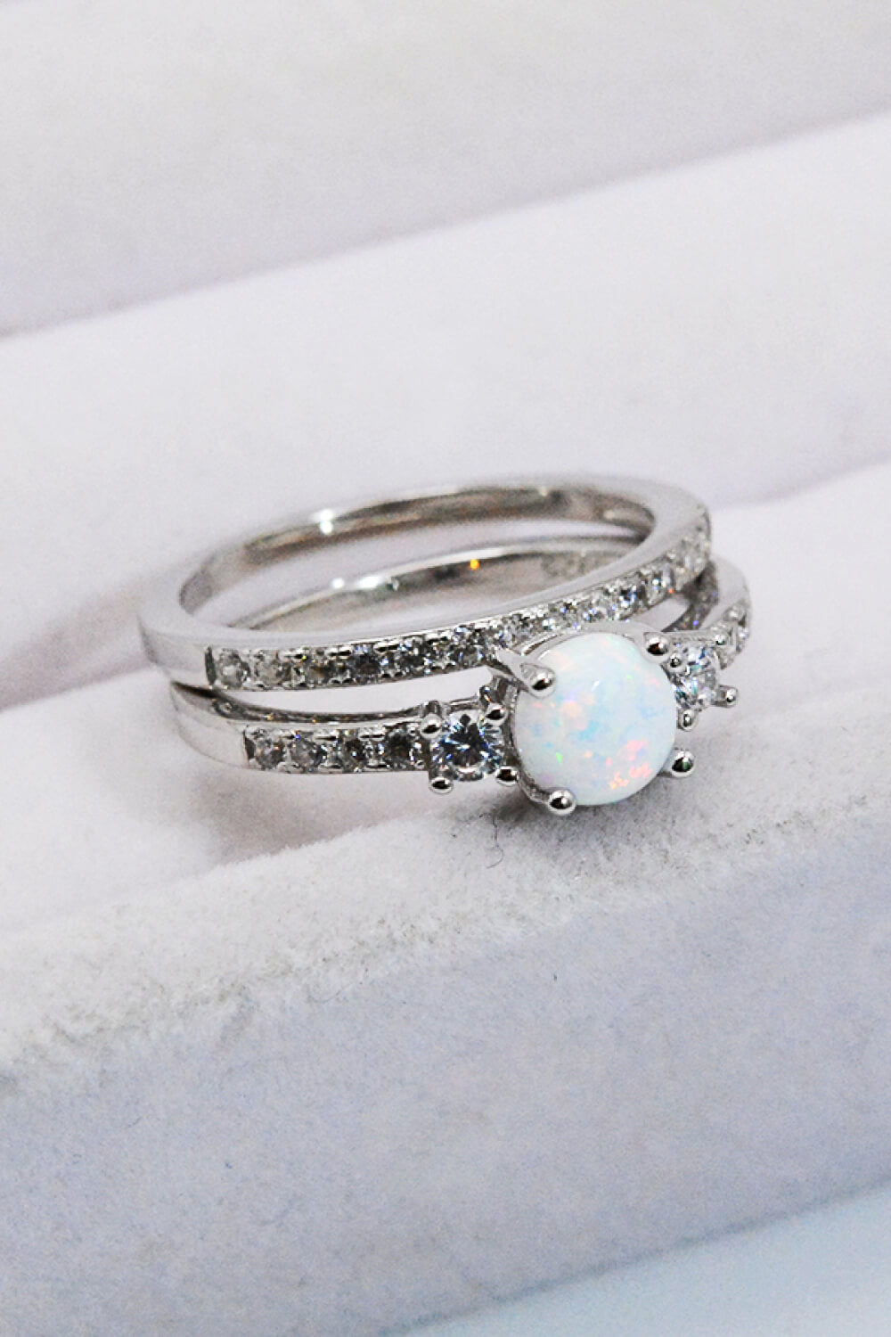 925 Sterling Silver Opal Split Shank Ring-Teresa&#39;s Fashionista LLC