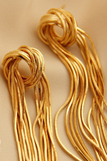 18K Gold Plated Fringe Earrings-Teresa&#39;s Fashionista LLC