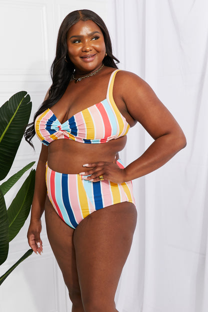 Marina West Swim Take A Dip Twist High-Rise Bikini in Stripe-Teresa&#39;s Fashionista LLC