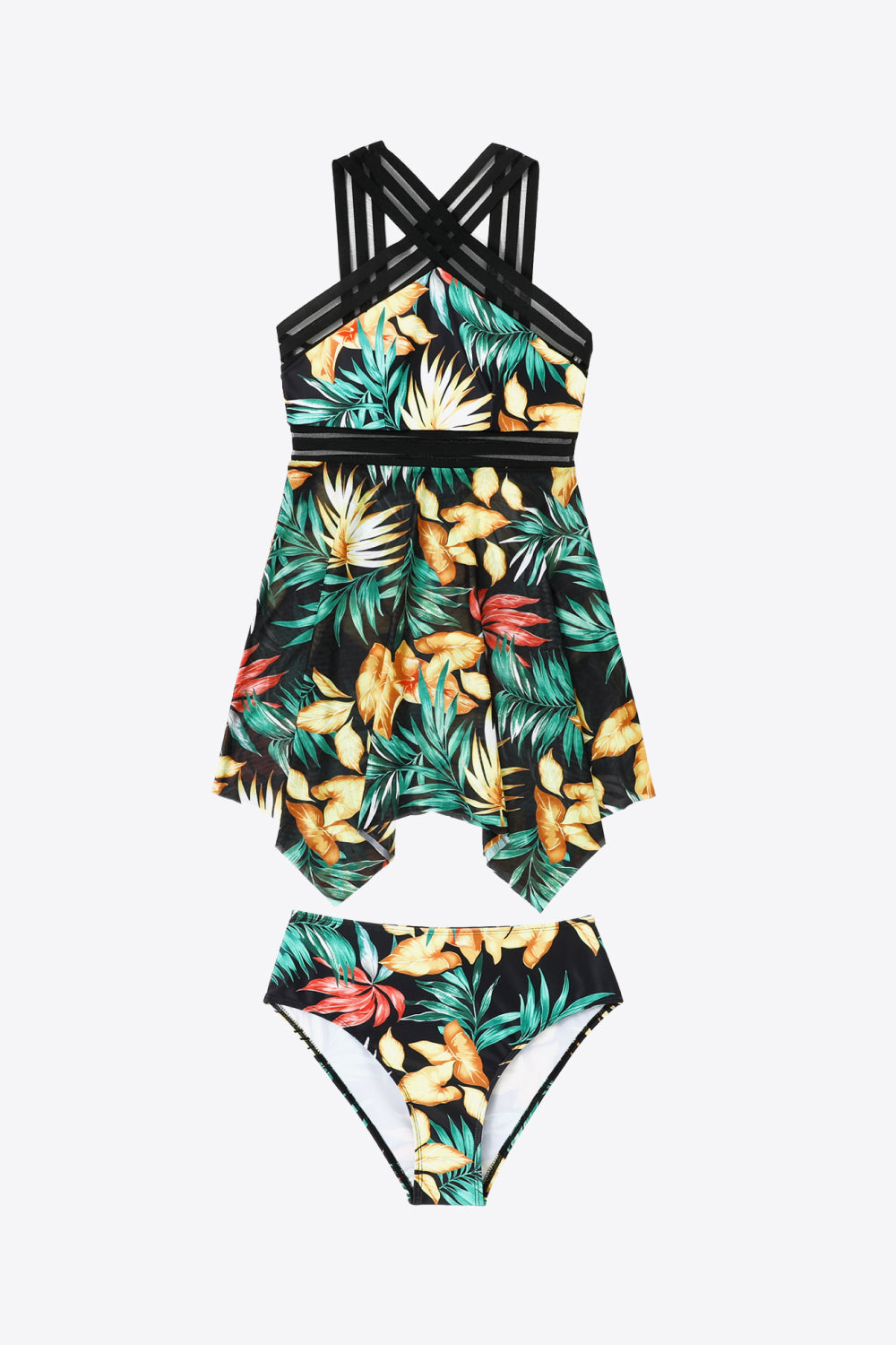 Printed Swim Dress and Bottoms Set-Teresa&#39;s Fashionista LLC