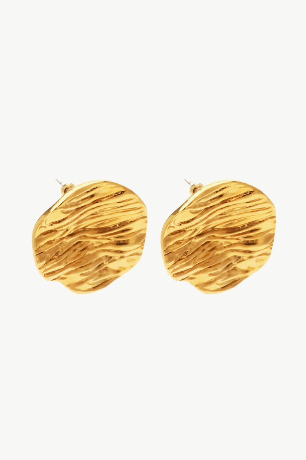 18K Gold-Plated Textured Stud Earrings-Teresa&#39;s Fashionista LLC