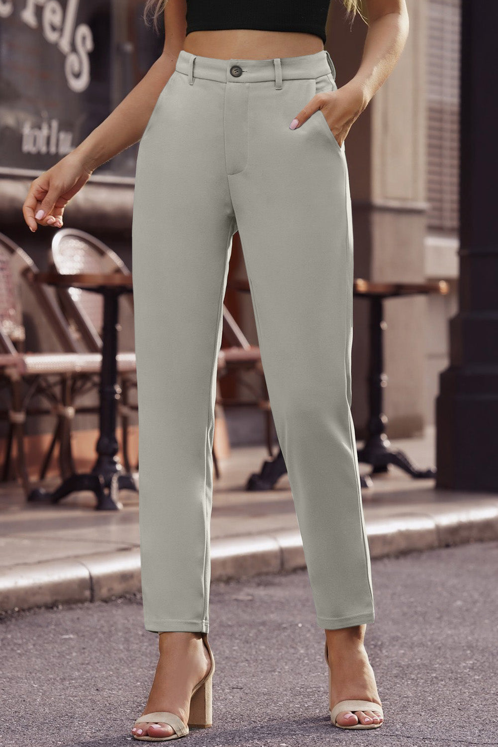 Ankle-Length Straight Leg Pants with Pockets-Teresa&#39;s Fashionista LLC