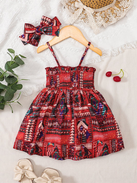 Baby Girl Printed Smocked Pinafore Skirt-Teresa&#39;s Fashionista LLC