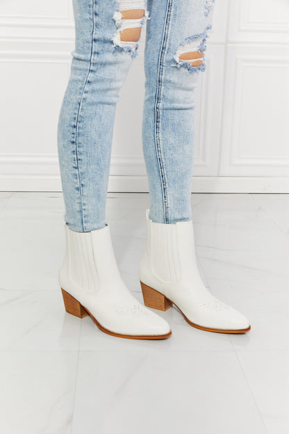 MMShoes Love the Journey Stacked Heel Chelsea Boot in White-Teresa&#39;s Fashionista LLC