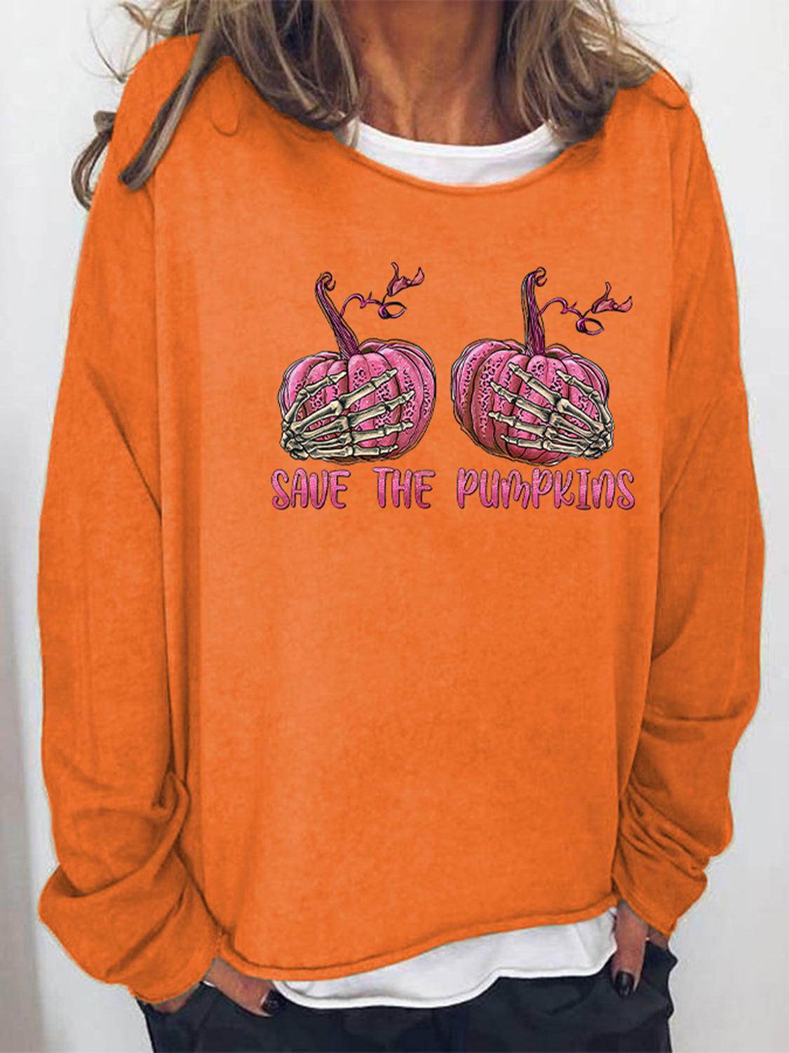 SAVE THE PUMPKIN Graphic Full Size Sweatshirt-Teresa&#39;s Fashionista LLC