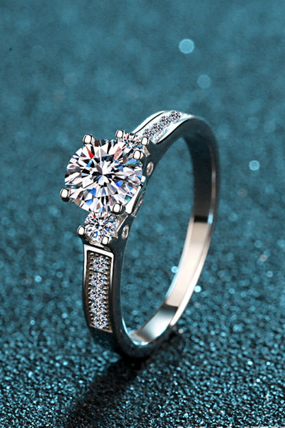 Lucky Charm Moissanite Rhodium-Plated Ring-Teresa&#39;s Fashionista LLC