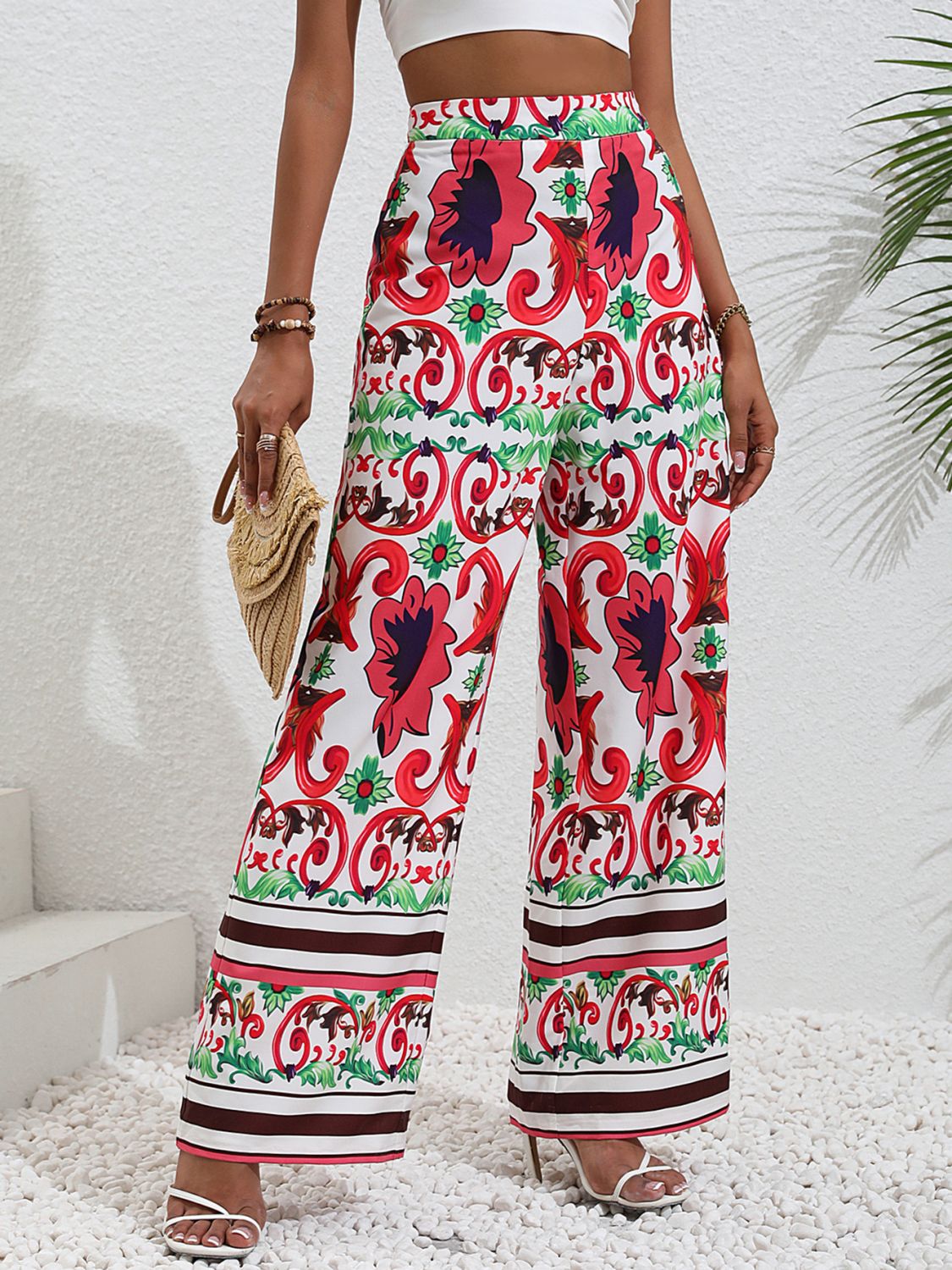 Printed High-Rise Wide Leg Pants-Teresa&#39;s Fashionista LLC