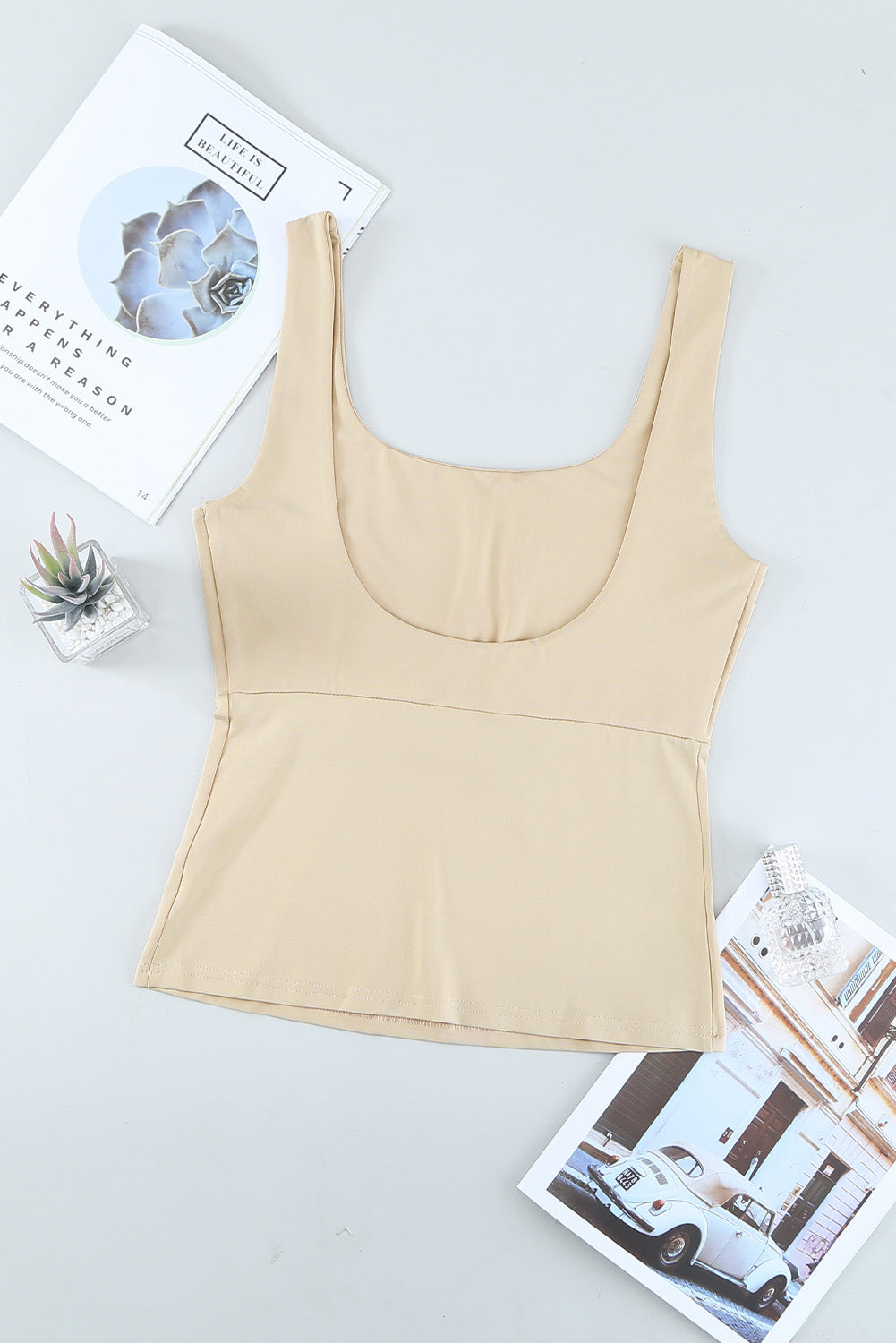 Heathered Cutout Scoop Neck Tank-Teresa&#39;s Fashionista LLC