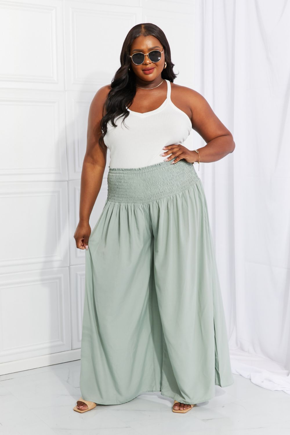 HEYSON Full Size Beautiful You Smocked Palazzo Pants-Teresa&#39;s Fashionista LLC