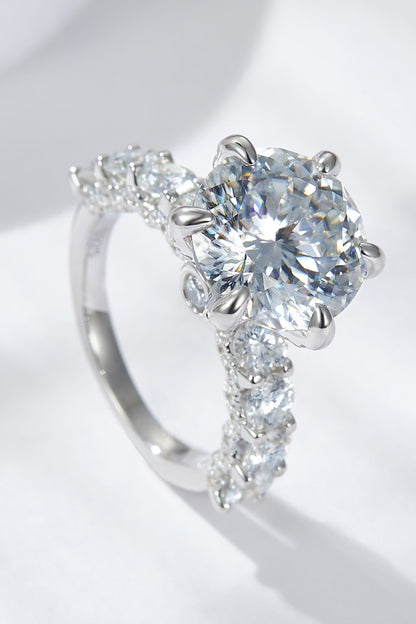 3-Carat Moissanite Platinum-Plated Side Stone Ring-Teresa&#39;s Fashionista LLC