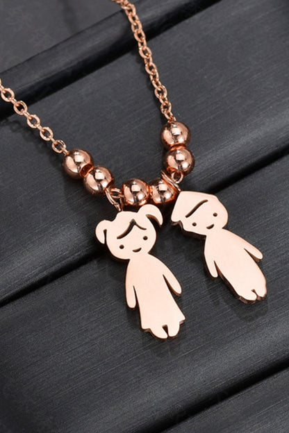 Boy and Girl Pendant Stainless Steel Necklace-Teresa&#39;s Fashionista LLC