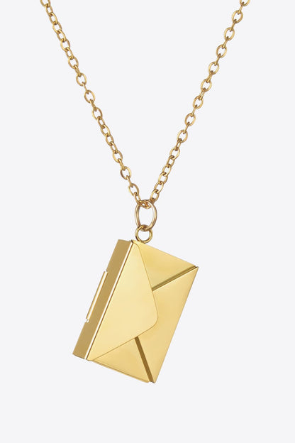 Envelope Pendant Stainless Steel Necklace-Teresa&#39;s Fashionista LLC