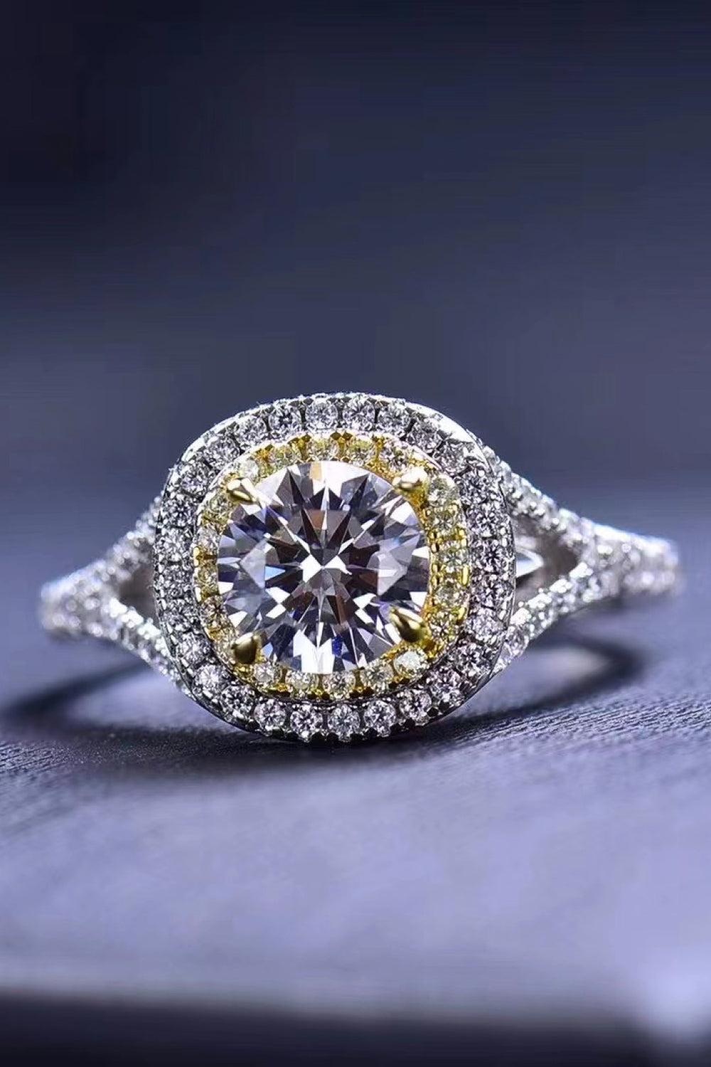 Two-Tone 1 Carat Moissanite Ring-Teresa&#39;s Fashionista LLC