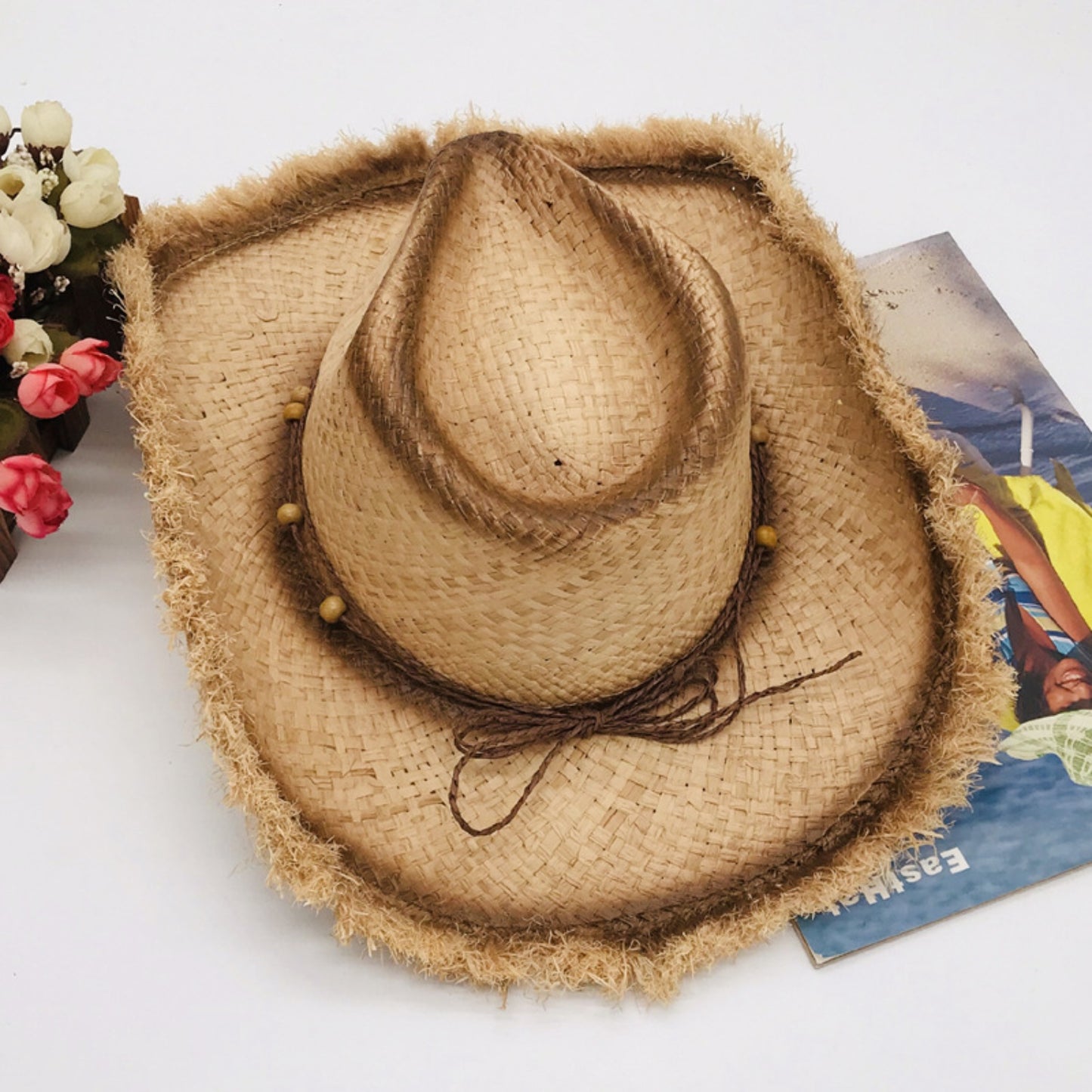 Raw Hem Wide Brim Straw Woven Hat-Teresa&#39;s Fashionista LLC