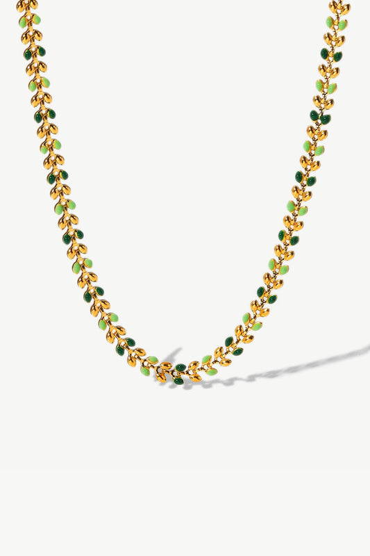 Leaf Chain Lobster Clasp Necklace-Teresa&#39;s Fashionista LLC