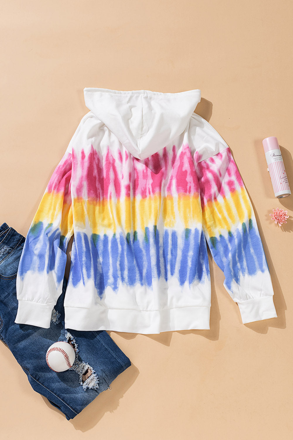 Tie-Dye Drawstring Pullover Hoodie-Teresa&#39;s Fashionista LLC