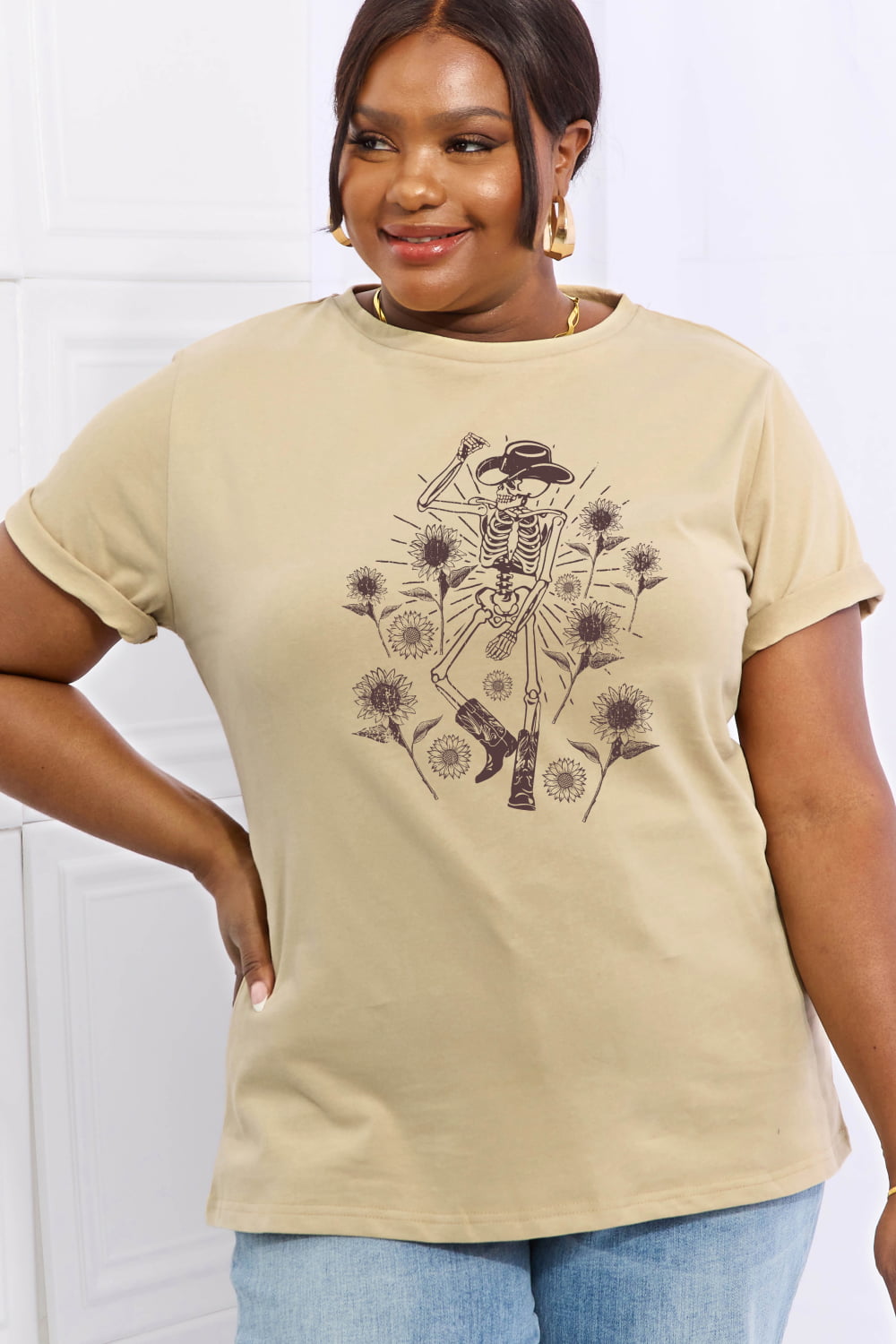 Simply Love Full Size Skeleton Graphic Cotton Tee-Teresa&#39;s Fashionista LLC