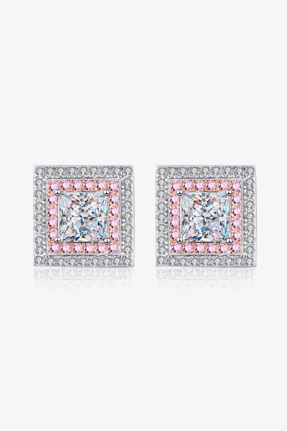 Moissanite Square Stud Earrings-Teresa&#39;s Fashionista LLC