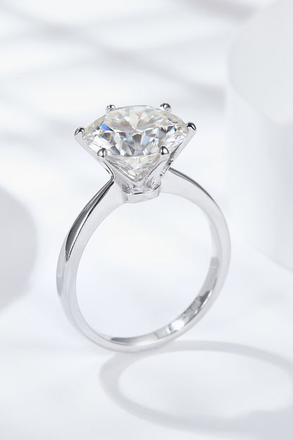 Platinum-Plated 5 Carat Moissanite Solitaire Ring-Teresa&#39;s Fashionista LLC