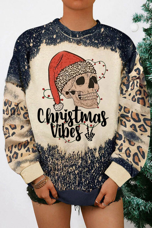 Round Neck Long Sleeve CHRISMAS VIBES Graphic Sweatshirt-Teresa&#39;s Fashionista LLC