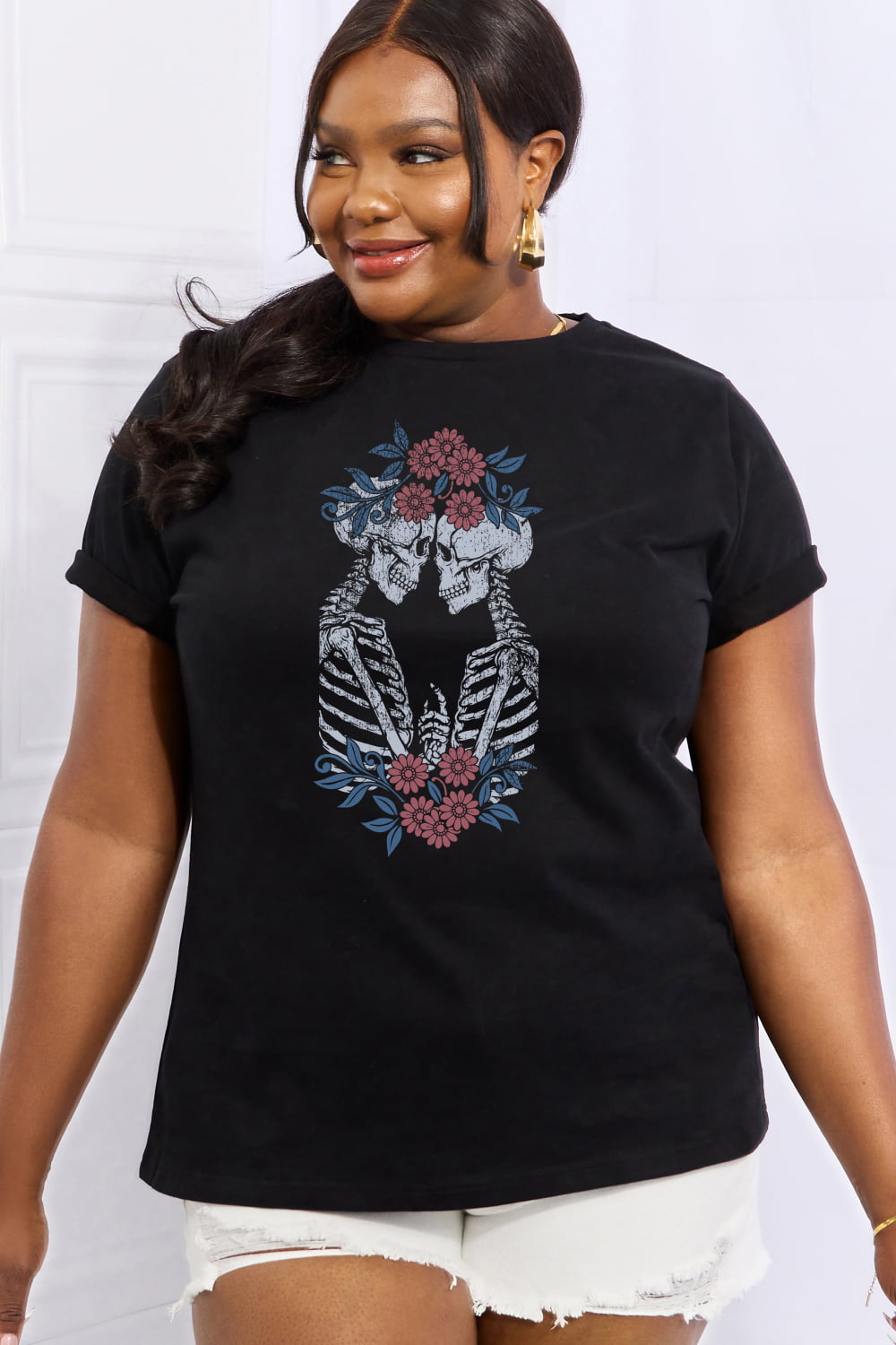 Simply Love Full Size Skeleton Graphic Cotton Tee-Teresa&#39;s Fashionista LLC