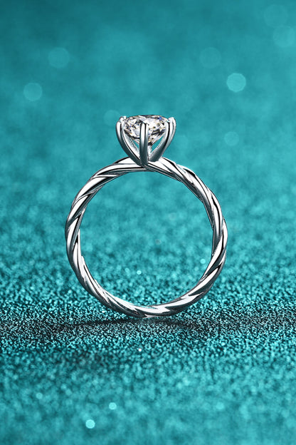 1 Carat Moissanite 6-Prong Twisted Ring-Teresa&#39;s Fashionista LLC