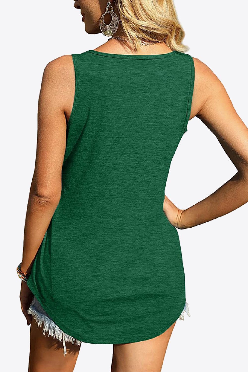 Curved Hem Square Neck Tank-Teresa&#39;s Fashionista LLC