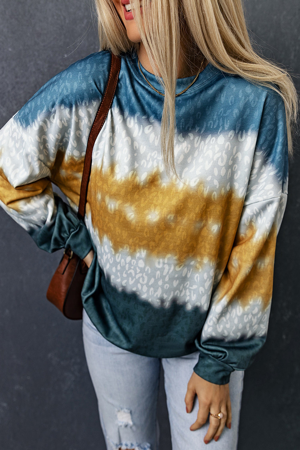 Leopard Tie-Dye Dropped Shoulder Sweatshirt-Teresa&#39;s Fashionista LLC