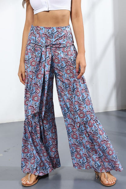 Printed High-Rise Tied Culottes-Teresa&#39;s Fashionista LLC